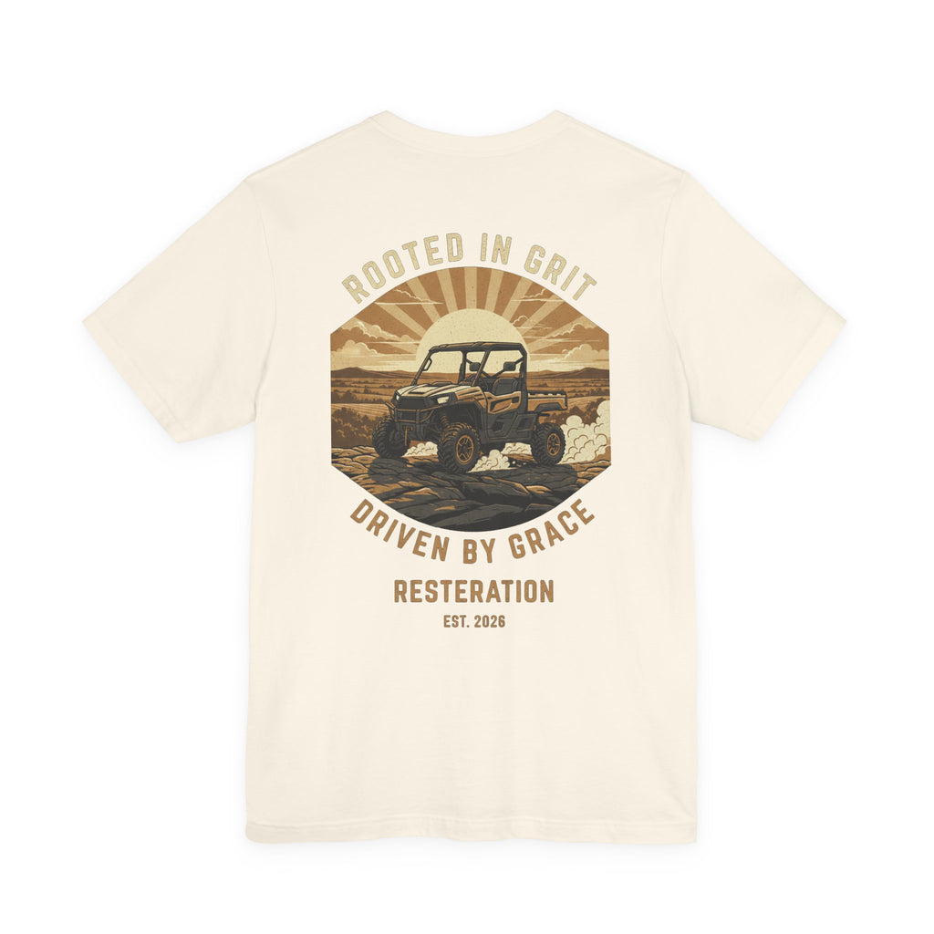 Christian Off-Road T-Shirt | "Rooted in Grit, Driven by Grace" | Faith UTV Tee - RESTERATION
