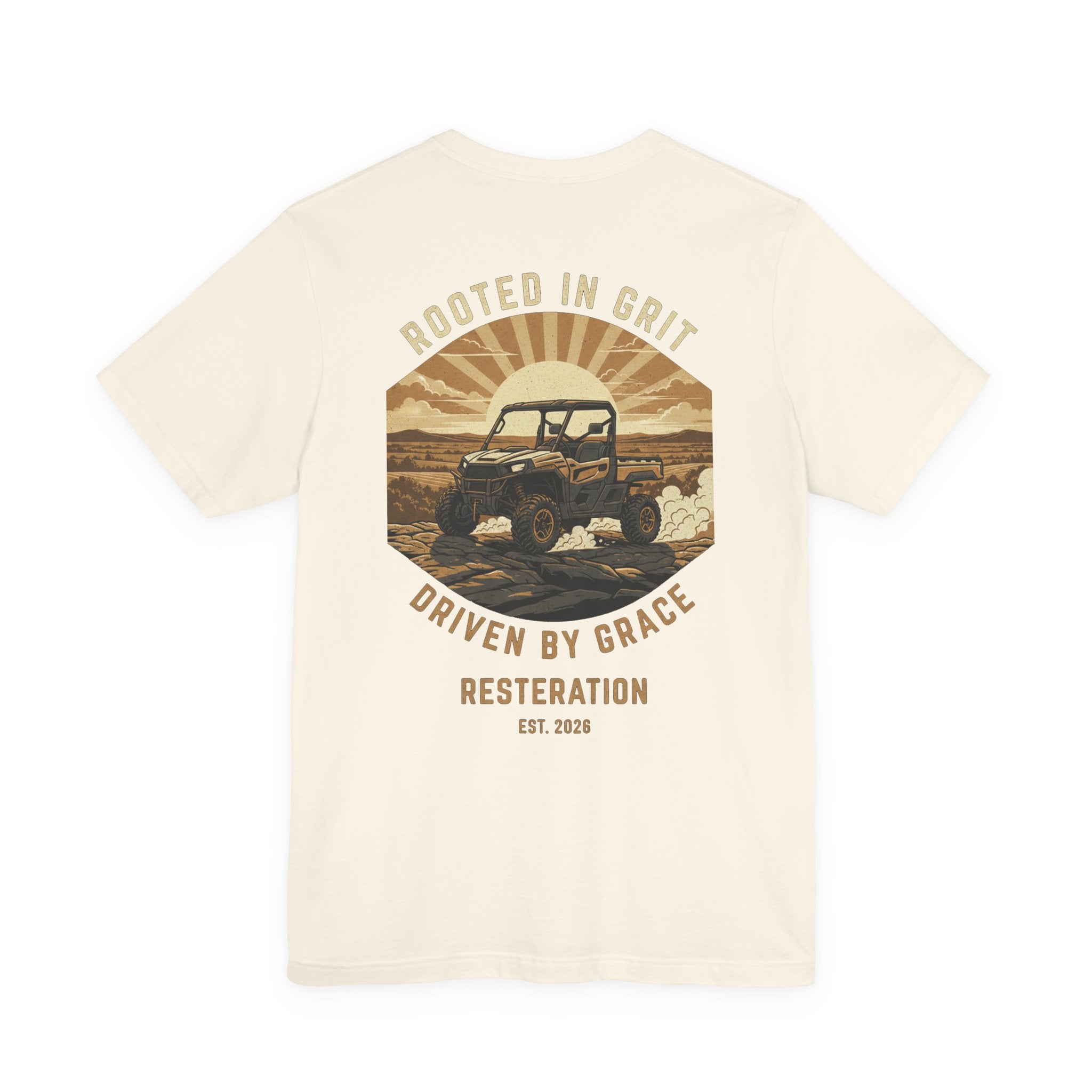 Christian Off-Road T-Shirt | "Rooted in Grit, Driven by Grace" | Faith UTV Tee - RESTERATION