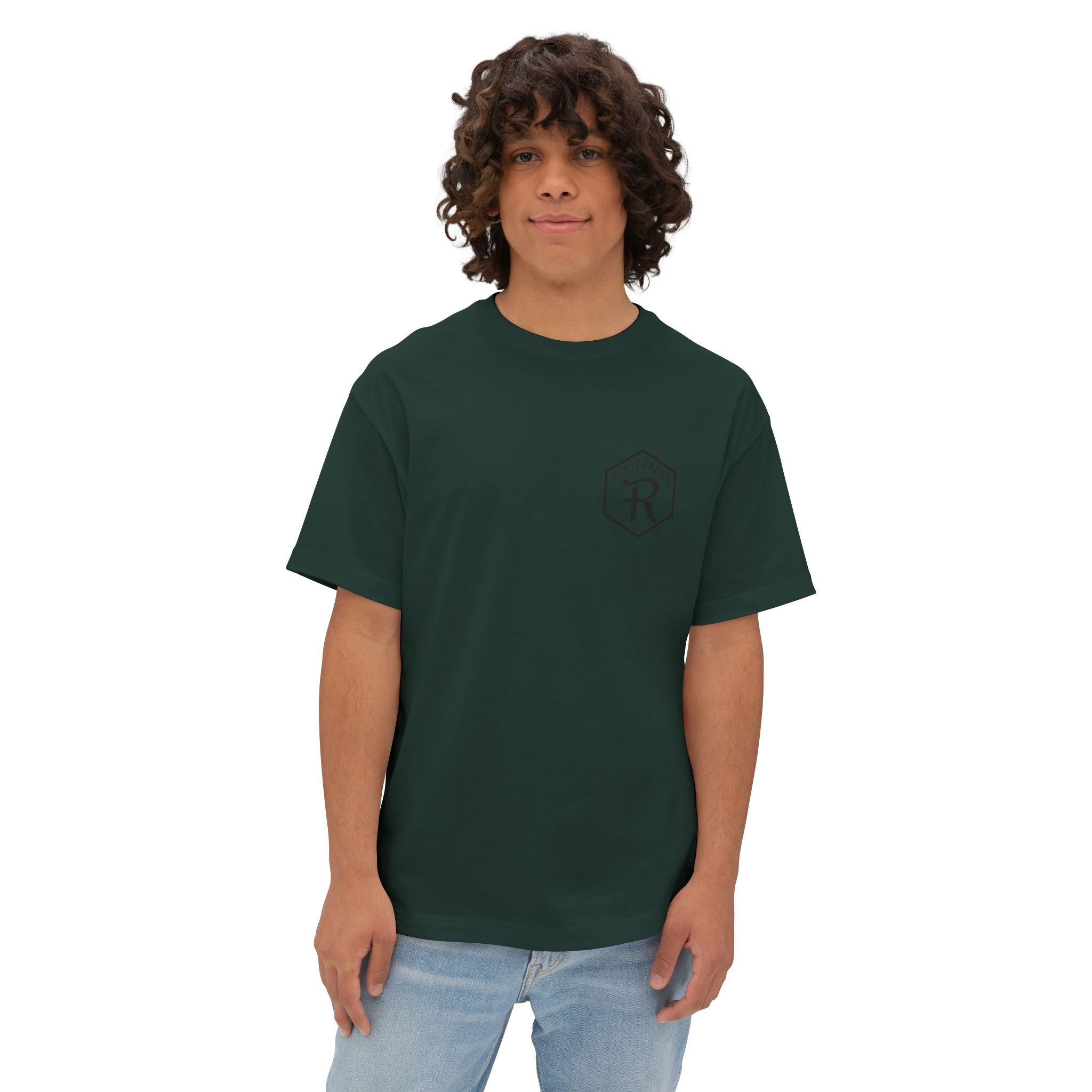 RESTERATION Oversized Boxy Tee — Colossians 3:23 Scripture Back Print - RESTERATION