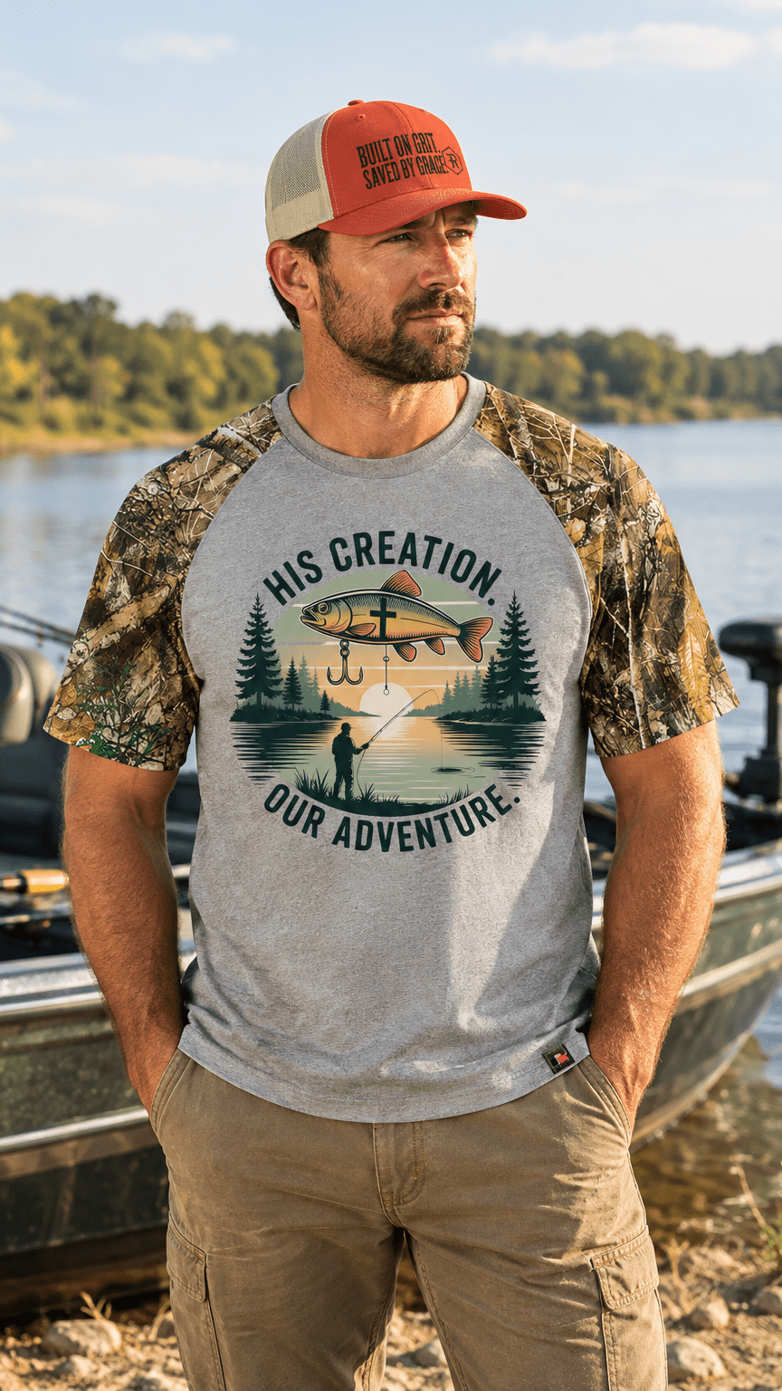 His Creation Fishing Camo-Sleeve Tee - Resteration
